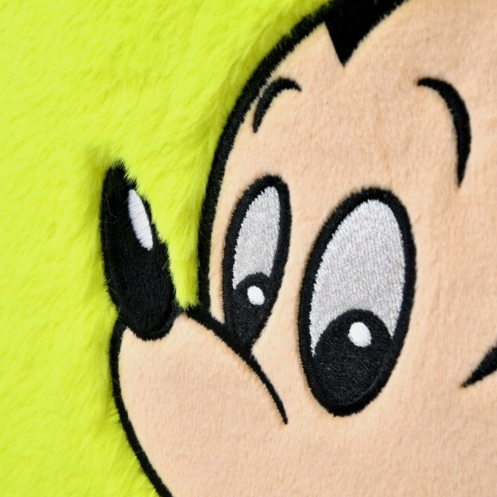 Mickey Mouse Tote Bag Fake Fur Neon Yellow Retro Disney Japan New - Picture 5 of 7